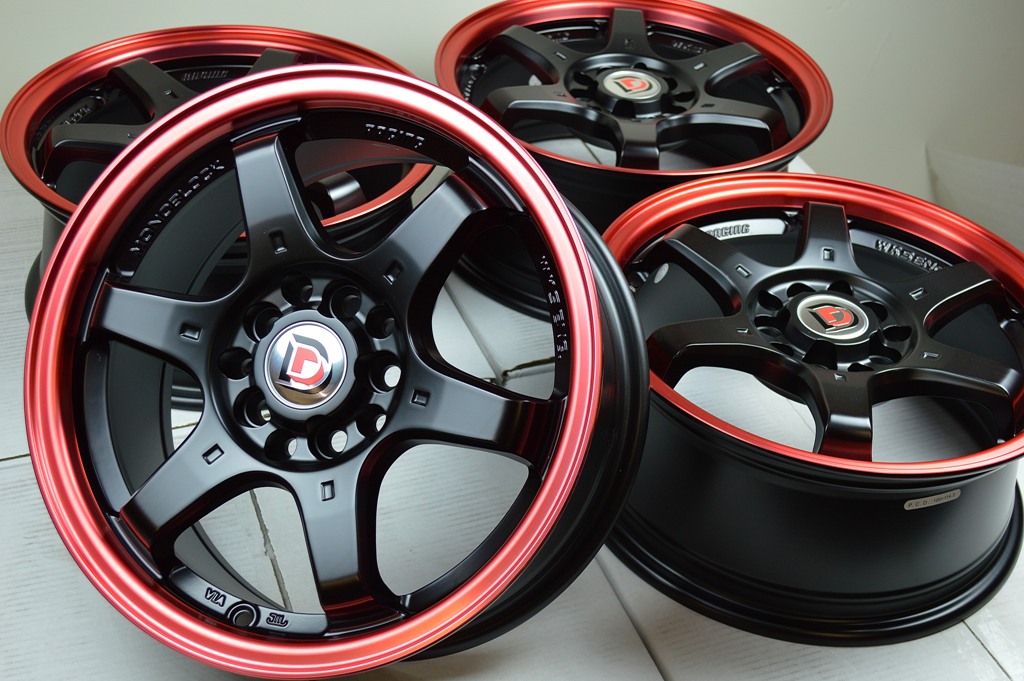Black rims with red lip for honda civic #5